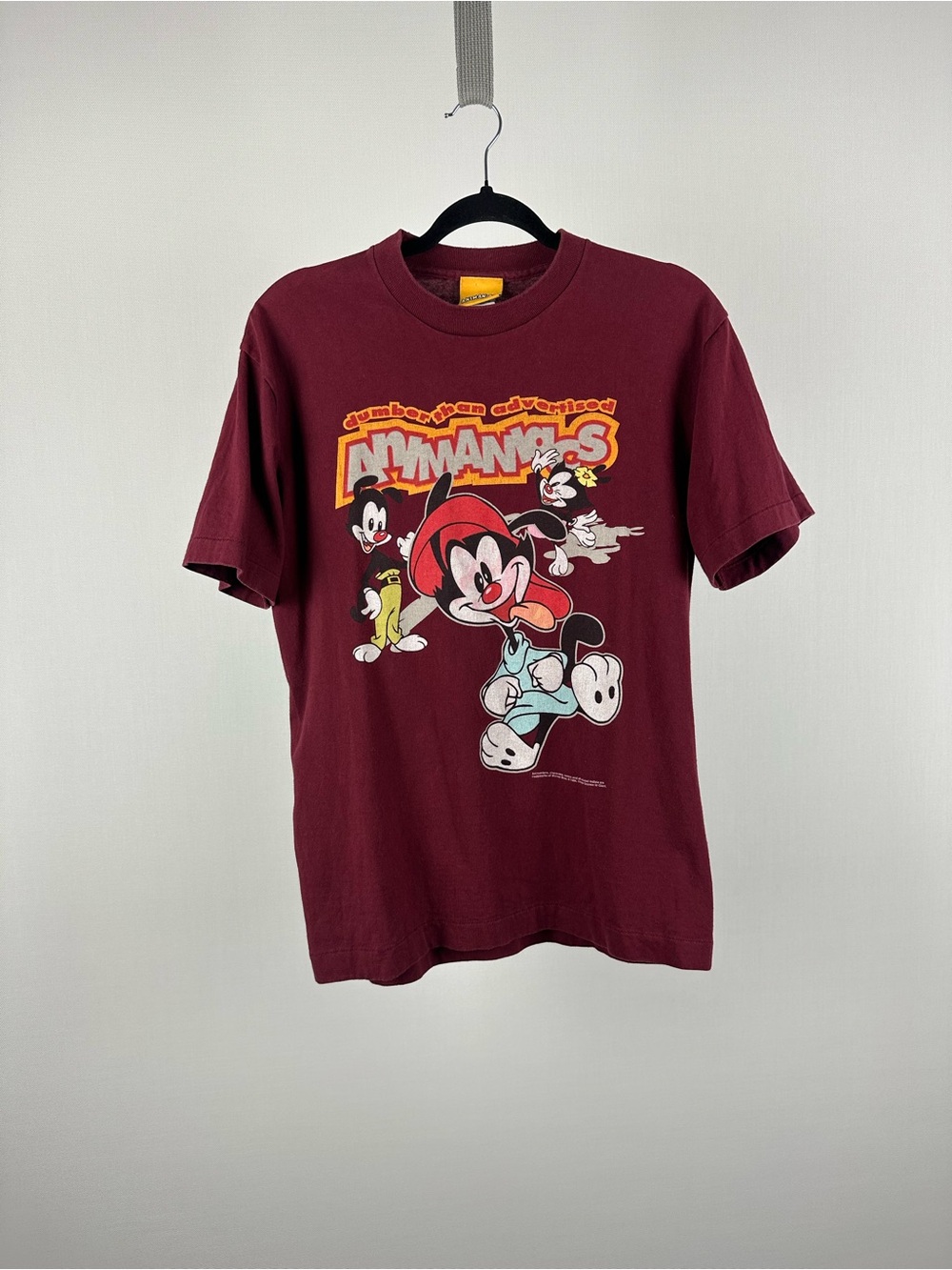 Vintage 1994 Animaniacs Warner Bros Graphic T-Shirt Burgundy Size M USA